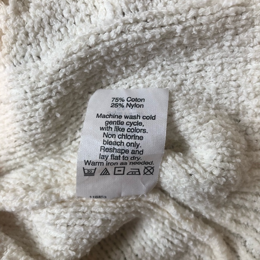 J. Crew Cotton White Cream Cable Knit Crewneck Sweater - Picture 7 of 8